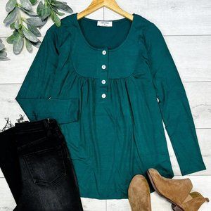 HENLEY NECK WITH YOKE - Hunter Green